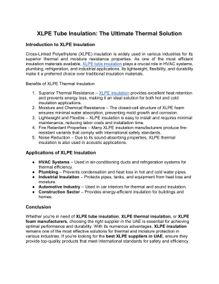 XLPE Tube Insulation_ The Ultimate Thermal Solution (1)