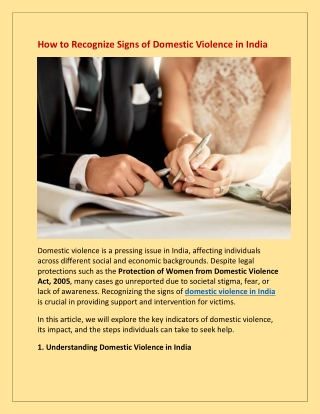 How to Recognize Signs of Domestic Violence in India