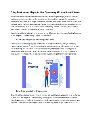 5 Key Features of Magento Live Streaming API You Should Know
