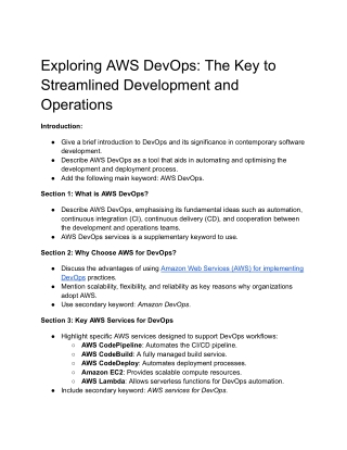 Exploring AWS DevOps: Key to  Development and Operations