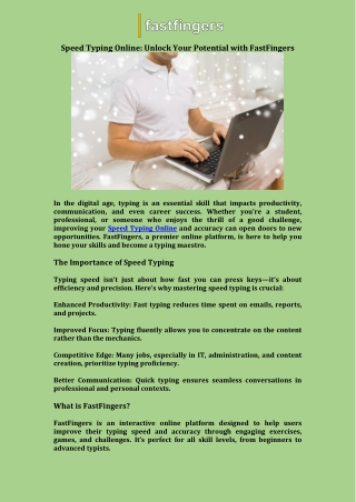 Speed Typing Online Unlock Your Potential with FastFingers