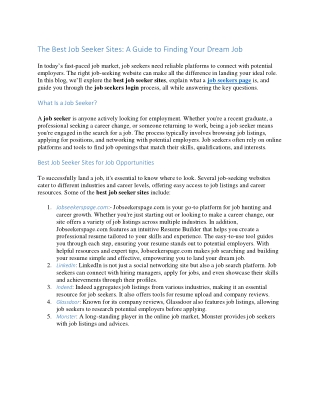 The Best Job Seeker Sites