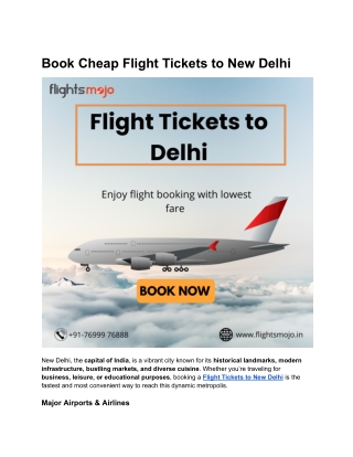 Book Cheap Flight Tickets to New Delhi