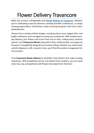 Flower Delivery Travancore