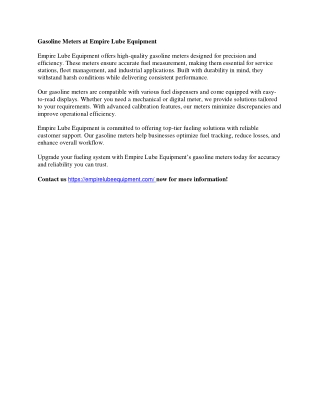 Accurate & Reliable Gasoline Meters | Empire Lube Equipment