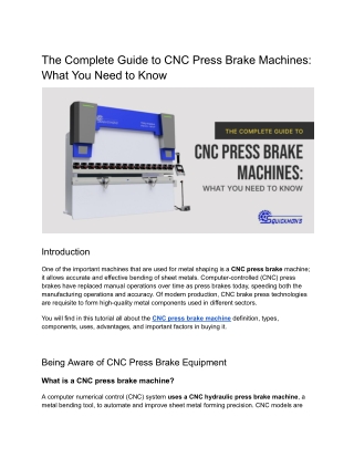 CNC Press Brake Machines Explained: A Comprehensive Guide