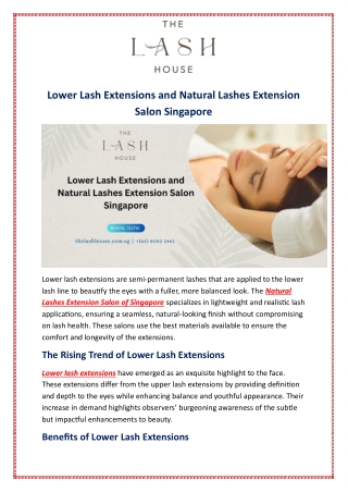 Lower Lash Extensions and Natural Lashes Extension Salon Singapore