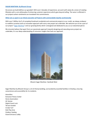 Sagar Manthan by Bhoomi Group – A Home Crafted for You