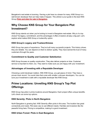 Plots and sites for sale in Bangalore