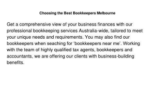 Bookkeepers in Melbourne
