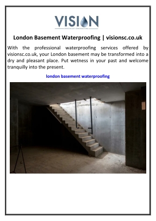 London Basement Waterproofing visionsc.co.uk