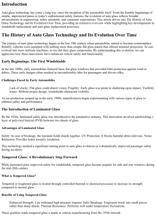The History of Auto Glass Technology and Its Evolution Over Time