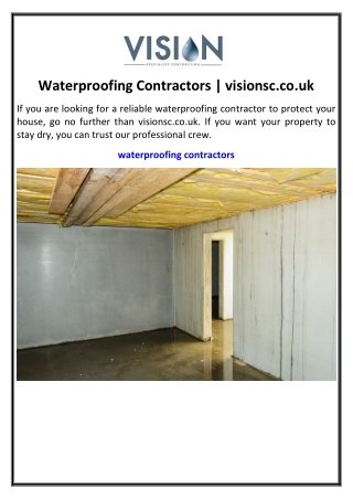 Waterproofing Contractors visionsc.co.uk