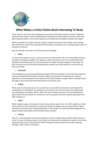 What Makes a Crime Fiction Book Interesting To Read