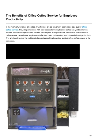 The Benefits of Office Coffee Service for Employee Productivity