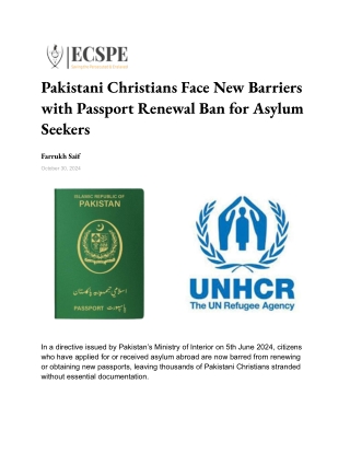 Pakistani Christians Face New Barriers with Passport Renewal Ban for Asylum Seekers