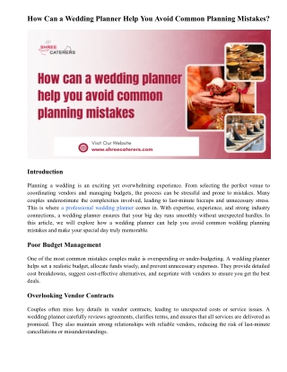 How Can a Wedding Planner Help You Avoid Common Planning Mistakes