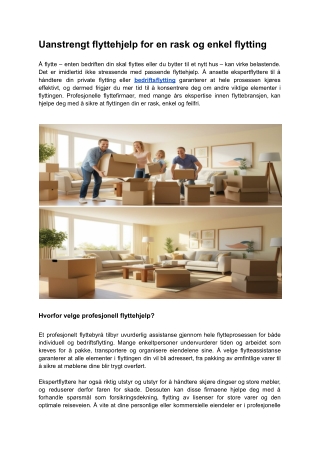 Uanstrengt flyttehjelp for en rask og enkel flytting