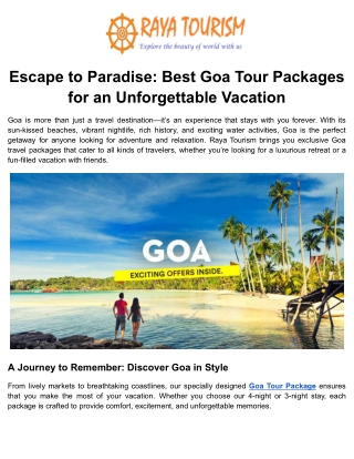 Escape to Paradise_ Best Goa Tour Packages for an Unforgettable Vacation