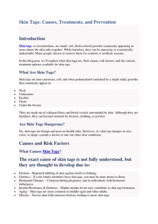 Skin Tags Treatment in Kukatpally