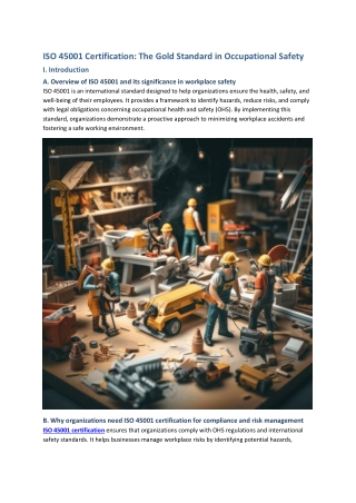 ISO 45001 Certification-The Gold Standard in Occupational Safety