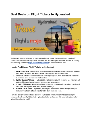 Best Deals on Flight Tickets to Hyderabad