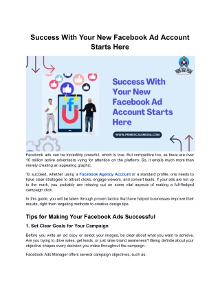 Success With Your New Facebook Ad Account Starts Here