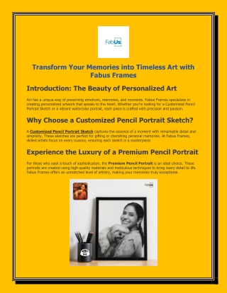 Transform Your Memories into Timeless Art with Fabus Frames
