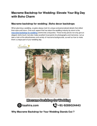 Macrame backdrop for wedding | Boho decor backdrops