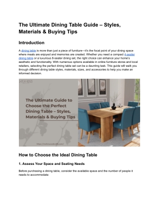 The Ultimate Dining Table Guide – Styles, Materials & Buying Tips