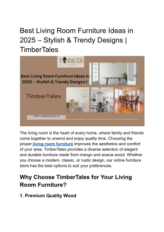 Best Living Room Furniture Ideas in 2025 – Stylish & Trendy Designs | TimberTales