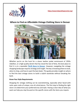 Where to Find an Affordable Vintage Clothing Store in Denver