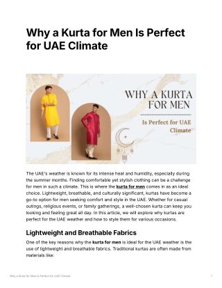 Why a Kurta for Men Is Perfect for UAE Climate