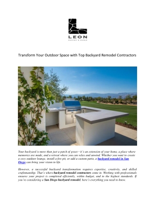 Transform Your Outdoor Space with Top Backyard Remodel Contractors