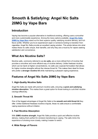 Smooth & Satisfying_ Angel Nic Salts 20MG by Vape Bars