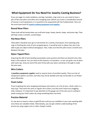 What Equipment Do You Need For Jewelry Casting Business