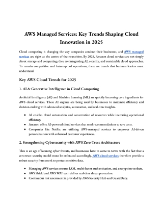 Key AWS Managed Services Trends Shaping Cloud Innovation in 2025