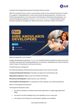 Looking to Hire AngularJS developers Use Expert Solutions Now