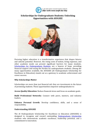 Scholarships for Undergraduate Students Unlocking Opportunities with AIUGSEE