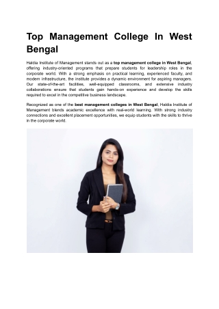 Top Management College In West Bengal