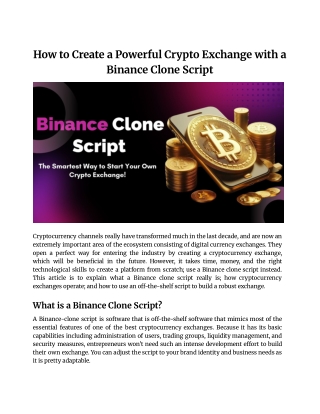How to Build a Profitable Crypto Exchange with a Binance Clone Script