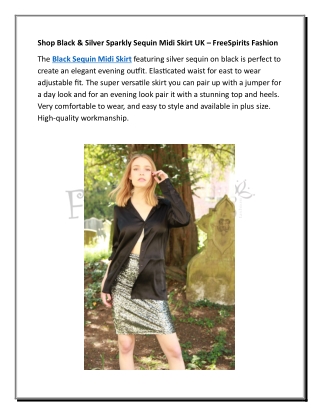 Shop Black Sequin Midi Skirt for Women UK - FreeSpirits Fashion