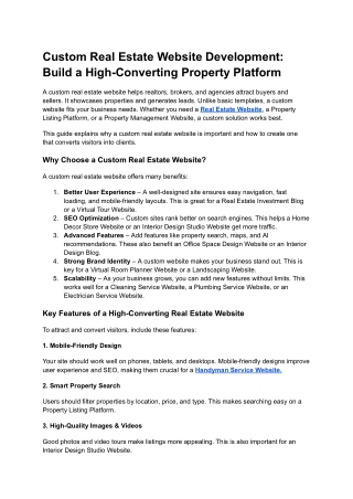 Custom Real Estate Website Development_ Build a High-Converting Property Platform