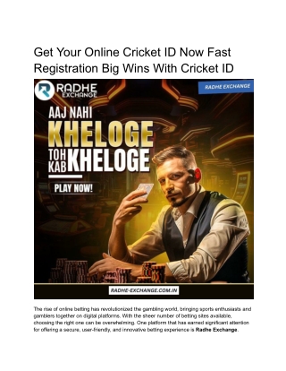 Get Your Online Cricket ID Now Fast Registration Big Wins With Cricket ID