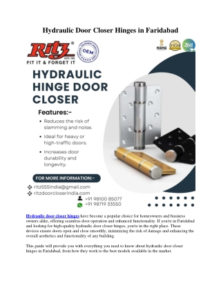 Hydraulic Door Closer Hinges in Faridabad