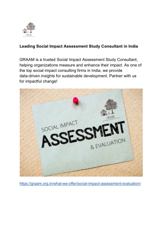 Leading Social Impact Assessment Study Consultant in India
