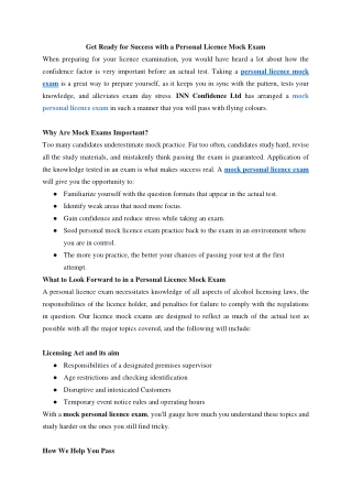 Get Ready for Success with a Personal Licence Mock Exam