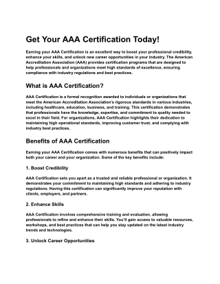 AAA Certification
