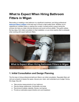 What to Expect When Hiring Bathroom Fitters in Wigan