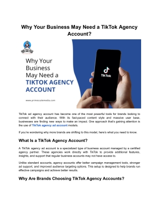 Why Your Business May Need a TikTok Agency Accoun